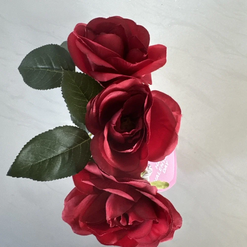 Valentine's XO Ceramic Vase with artifical red roses